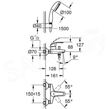 Смеситель для ванны Grohe Eurosmart 3330220A