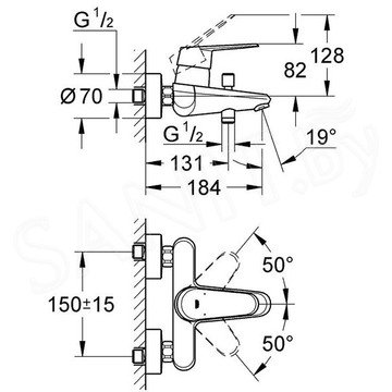 Смеситель для ванны Grohe Eurodisc Cosmopolitan 33390002