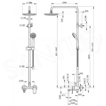 Душевая стойка Bravat Opal C F6125183CP-A3-RUS