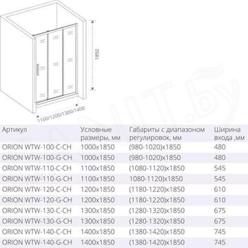 Душевая дверь Good Door Orion WTW-G-CH