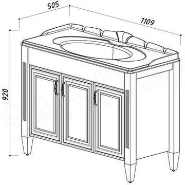 Тумба под умывальник Belux Империя Н 105 белый матовый с патиной