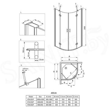 Душевой уголок Deante Abelia КТА 051P / 053P / 053P прозрачный