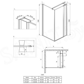 Душевой уголок Deante Cubic KTI 043P / KTI 044P прозрачный