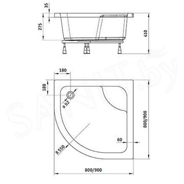 Душевой поддон Deante Deep KTD 041B / 042B
