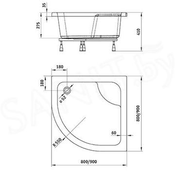 Душевой поддон Deante Deep KTD 041B / 042B