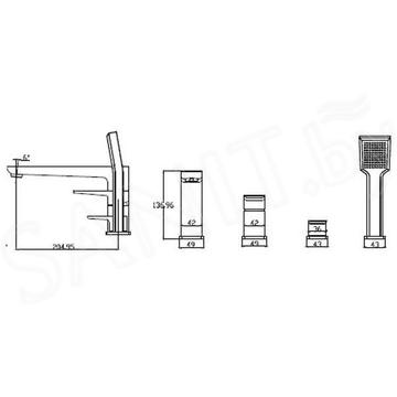 Смеситель на борт ванны Omnires Parma PM7432GR на 4 отверстия