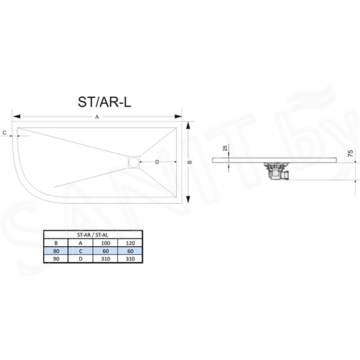 Душевой поддон RGW Stone Tray ST / AR / AL-W белый