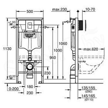 Комплект инсталляции 4 в 1 в сборе Grohe Rapid SL 38775001