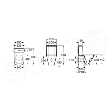 Напольный унитаз Roca Gap Clean Rim 600 безободковый