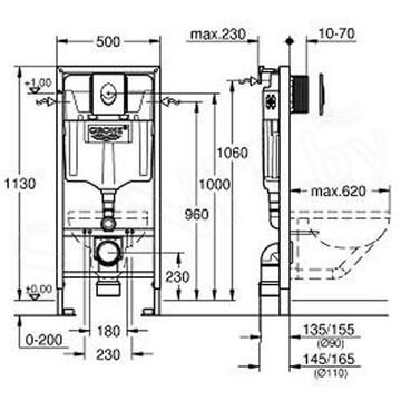 Комплект инсталляции 4 в 1 в сборе Grohe Rapid SL 38750001