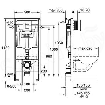 Комплект инсталляции Grohe Rapid SL с подвесным унитазом Grohe Euro (39328000 + 39330001 + 38772001)