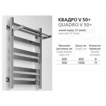 Полотенцесушитель Ростела Квадро V50+ с полкой нижнее подключение