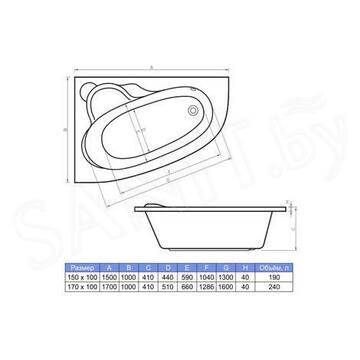 Акриловая ванна Bonito Home Laura