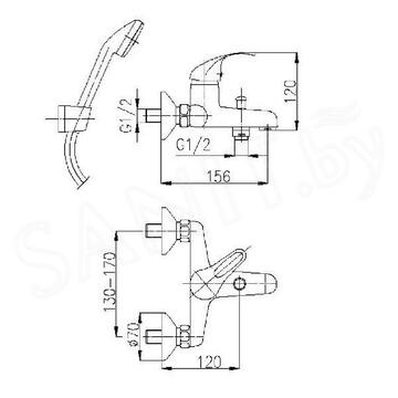Смеситель для ванны Armatura Azuryt Eco-Kran 5514-520-00