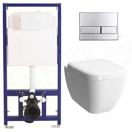 Комплект инсталляции Berges Novum 525 c кнопкой L3 и подвесным унитазом Vitra Shift Rim-ex