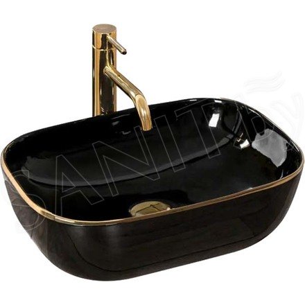 Умывальник Rea Belinda Black Gold Edge / Black Matt Gold Edge