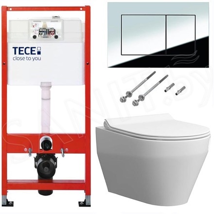 Комплект инсталляции TECEbase kit 9400401S (9400412) c кнопкой и подвесным унитазом Керамин Бари R Нова