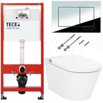 Комплект инсталляции TECEbase kit 9400401S (9400412) c кнопкой и умным подвесным унитазом Lavinia Boho Smart V-Clean 3359102R