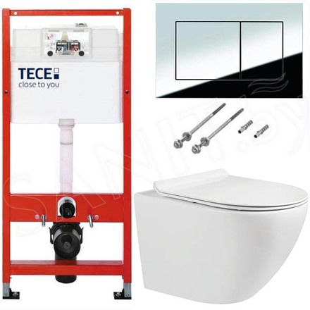 Комплект инсталляции TECEbase kit 9400401S (9400412) c кнопкой и подвесным унитазом Milleau Alby 203