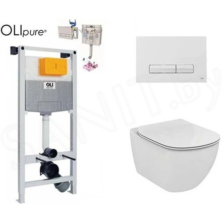 Комплект инсталляции OLi120 Olipure (Fresh) с унитазом Ideal Standard Tesi Aquablade и сиденьем Soft Close