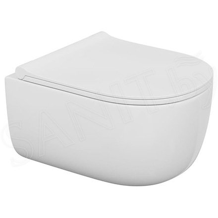 Подвесной унитаз Bocchi V-Tondo Compacto Rimless с сиденьем Slim Soft Close (49 см)
