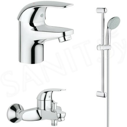 Набор смесителей Grohe Euroeco 124428 c душевым гарнитуром