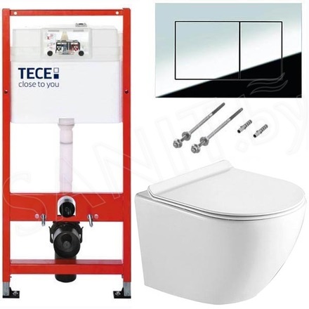 Комплект инсталляции TECEbase kit 9400401S (9400412) c кнопкой и подвесным унитазом Timo Rimless Kulo TK-403