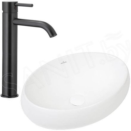 Комплект умывальник Roxen Trendo 570040 со смесителем Armatura Neda Black 5822-612-81