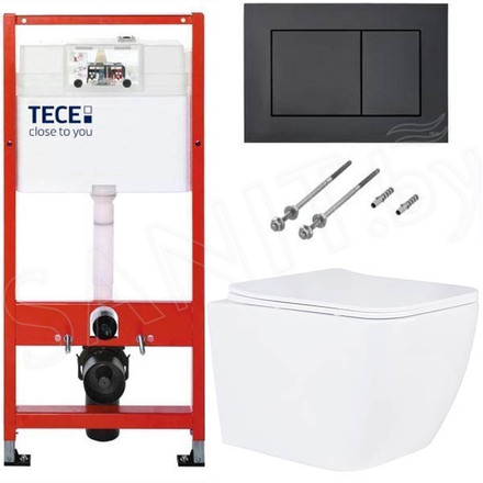 Система инсталляции для унитаза TECEbase kit c кнопкой 9240407 и унитазом Roxen Cube 530135-01 Rimless Soft Close