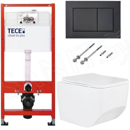 Комплект инсталляции TECEbase kit c кнопкой 9240407 и унитазом Roxen Boro 530145-01 Rimless Soft Close