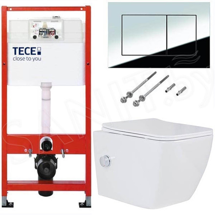 Комплект инсталляции TECEbase kit 9400401S (9400412) c кнопкой и унитазом Roxen Cube Bidet 530135-01X с функцией биде