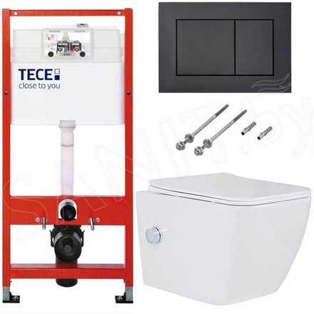 Комплект инсталляции TECEbase kit c кнопкой 9240407 и унитазом Roxen Cube Bidet 530135-01X с функцией биде
