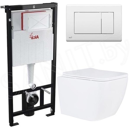 Комплект инсталляции AlcaPlast AM101/1120 с ароматизатором, кнопкой M270 и унитазом Roxen Cube 530135-01