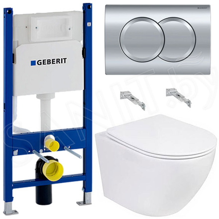 Комплект инсталляции Geberit Duofix Delta 458.149.21.1 c унитазом Roxen Antares 530185-01 Rimless Soft Close