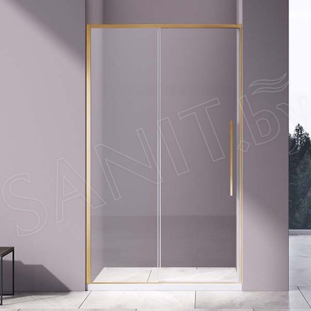 Душевая дверь Vincea Slim-N VDS-4SN прозрачнная профиль брашированное золото