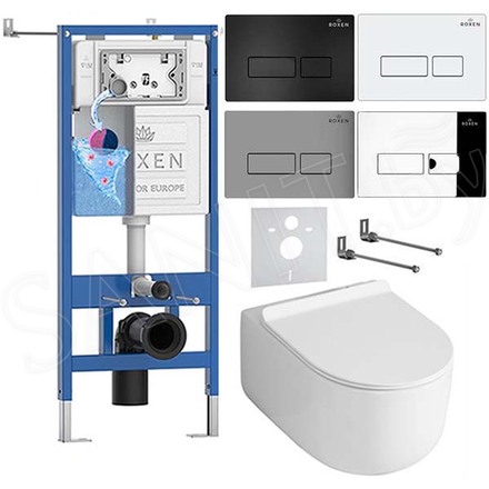 Комплект инсталляции Roxen StounFix Dual Fresh с удлиненными креплениями, аромадозатором, кнопкой смыва Caspia 410280 и унитазом Asten Readle Stella Tornado AR1065