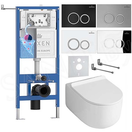 Комплект инсталляции Roxen StounFix Dual Fresh с удлиненными креплениями, аромадозатором, кнопкой смыва Santi 410260 и унитазом Asten Readle Stella Tornado AR1065