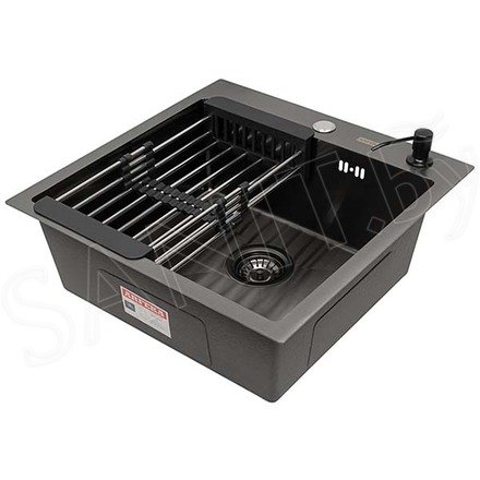 Кухонная мойка Arfeka AF 60 Black с коландером и дозатором