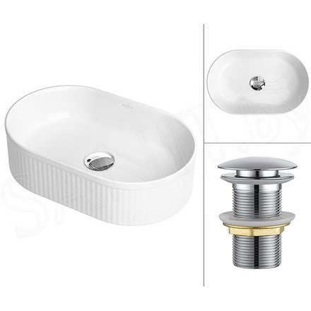 Комплект 2 в 1 умывальник Roxen Royal Oval 110170-CH с донным клапаном