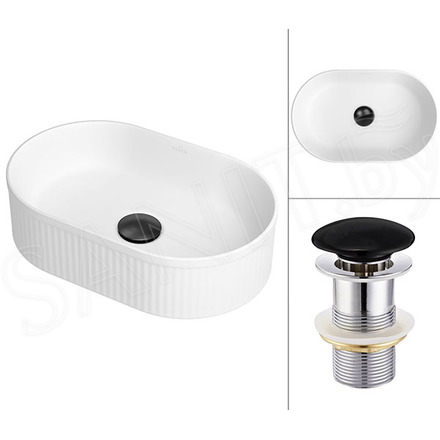 Комплект 2 в 1 умывальник Roxen Royal Oval M 110170M-B с донным клапаном