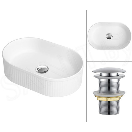 Комплект 2 в 1 умывальник Roxen Royal Oval M 110170M-CH с донным клапаном