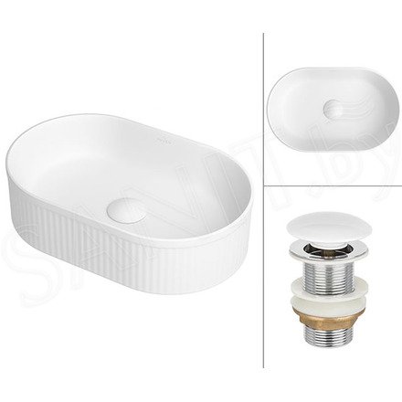 Комплект 2 в 1 умывальник Roxen Royal Oval M 110170M-W с донным клапаном