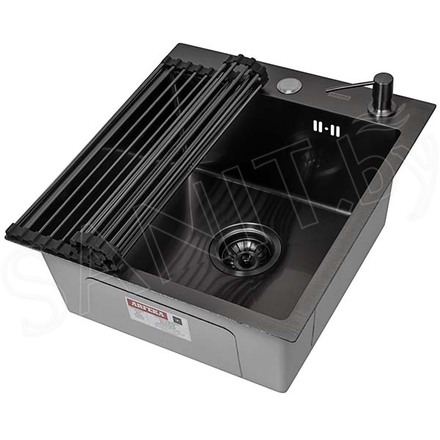 Кухонная мойка Arfeka Eco AR 45 Black / Black Decor / Black Decor Millet Grains роллер-мат и дозатор