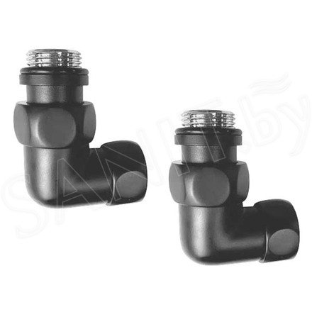 Комплект угловых американок 3/4"х1/2" Г/Ш со сгоном оружейная сталь