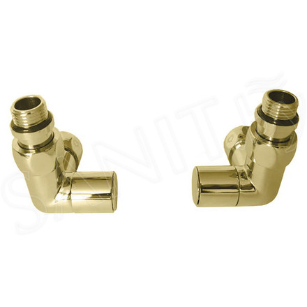 Комплект вентилей угловых колпачковых боковых 3/4''х1/2" Г/Ш золото